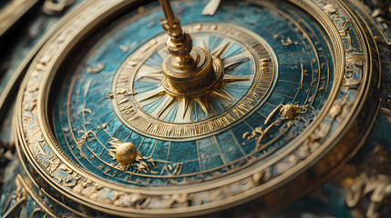Fototapeta premium Close-up of ornate celestial compass. Celestial Cartographers. Illustration