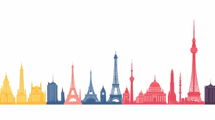 Fototapeta premium World landmarks skyline, travel, global tourism, banner, design