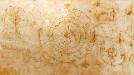 Naklejka premium ancient vedic astrology celestial bodies