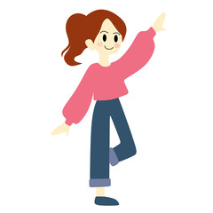 cute girl character with pink dress vector illustration