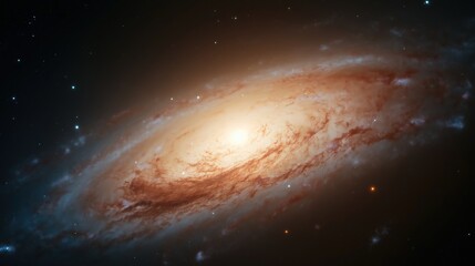 Fototapeta premium Spiral Galaxy Cosmic Scene Orange Blue Hues Detailed View