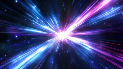 Naklejka premium Light speed burst, cosmic background, digital art, website design