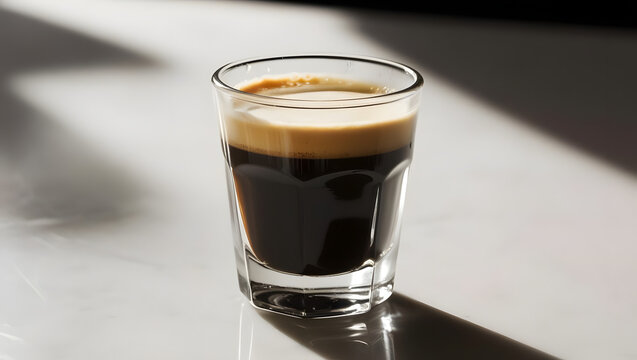 Dirty Coffee - A glass of espresso shot mixed with cold fresh