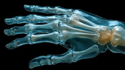 X-Ray Hand Skeleton Anatomy; Medical Illustration