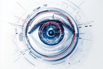 Futuristic eye scanning data; digital security background