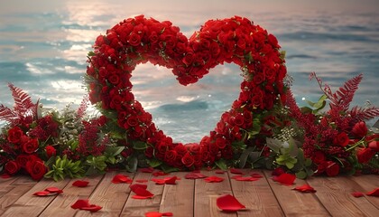 Heart-Shaped Rose Tunnel With Ocean View 