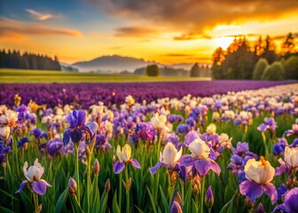 Naklejka premium Salem Iris Field 6: Miniature Landscape, Tilt-Shift Photography