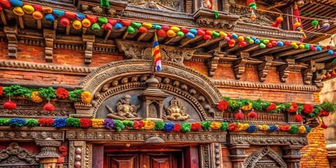 Obraz premium Santa Fe Charm: Close-up Festive Decoration at Bhaktapur's Entrance