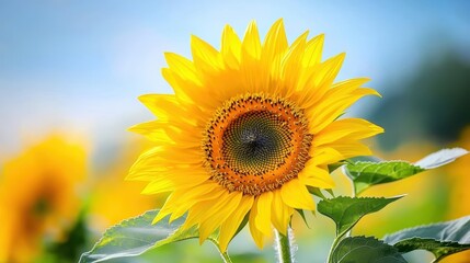 Obraz premium A Vibrant Sunflower Blooms Brightly In A Sunny Field