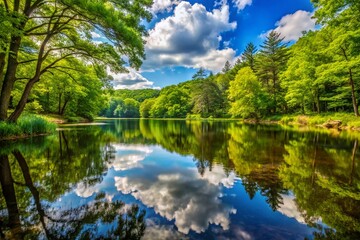 Serene High Point State Park Pond, New Jersey: Peaceful Nature Scene