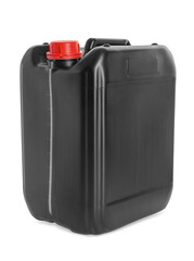 One black plastic canister on white background