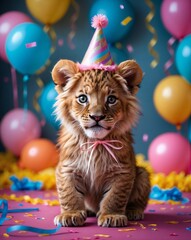 Lion Cub with Party Hat
