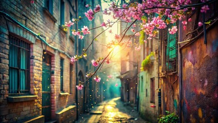 Fototapeta premium Shimmering Spring Glitter Texture: Urban Exploration Backdrop