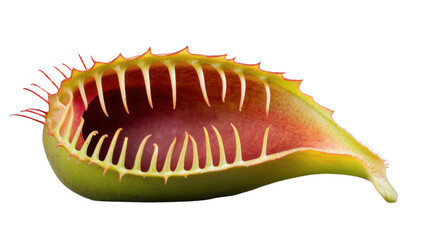 Venus flytrap open showing cilia and transparent background