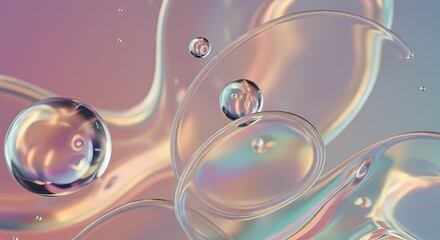 Futuristic 3D Glass Holographic Liquid Effect - Shimmering, Transparent, and Dynamic Digital Art for Tech and Sci-Fi Designs