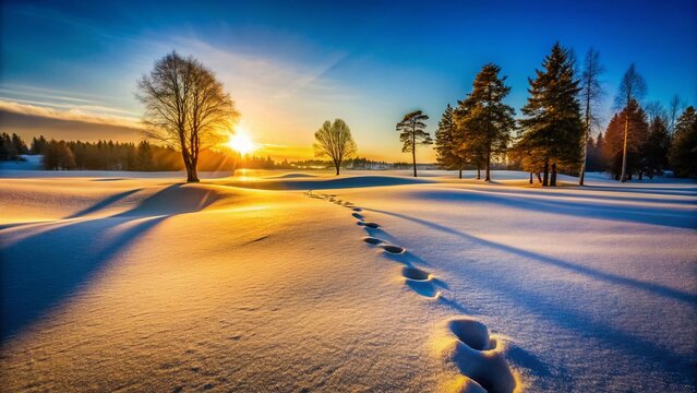 Silhouette Footprints in Snow - Kumla, Sweden Golf Course
