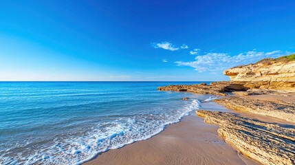 Obraz premium Beautiful coastal scene with clear blue water and sky