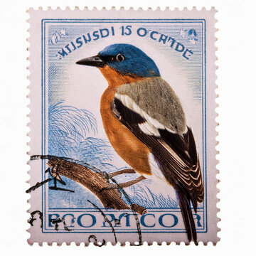 estampilla postal aislada sobre fondo blanco