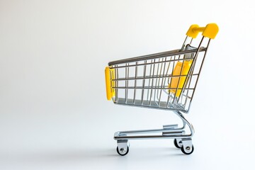 Miniature shopping cart, studio, white background, empty, online shopping
