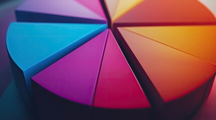 Obraz premium A Close-up of a Multicolored Pie Chart with Sharp Edges