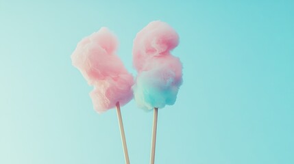  Cotton Candy on a Stick: Pink and Blue Pastel Minimalism, Award-Winning Studio Photography with Soft Shadows and Clean Focus