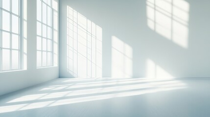 Sunlight Streaming Through Windows in a White Room