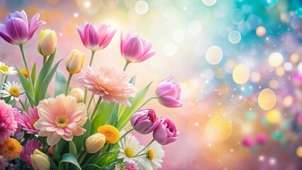 Soft Focus Misty Floral Mother's Day Panoramic Background