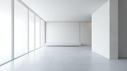 Obraz premium Minimalist Modern Room with a White Bench and Large Window