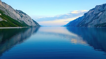 Serene Mountain Lake Reflecting Tranquil Skies
