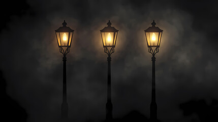 Haunted streetlamp, halloween object, isolated on transparent background, illustration. Phantom-Lit Street Lamps. Illustration