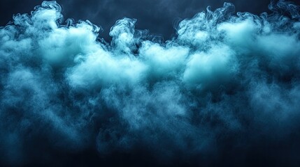 Ethereal blue smoke swirling in a dark atmosphere, creating a mystical and dramatic backdrop