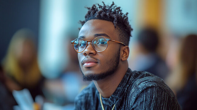 A Nigerian student attending a career fair or networking event at a university