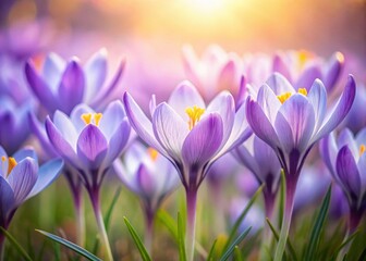 Spring's Gentle Arrival: Lilac Crocuses in Soft Focus Long Exposure