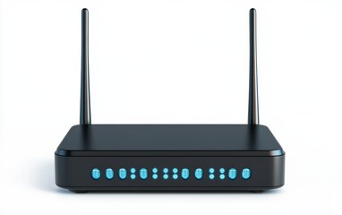 Modern Wireless Router with LED Indicators and Antennas