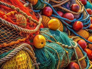 Stacked Fishing Nets: Abstract Architectural Shapes and Textures