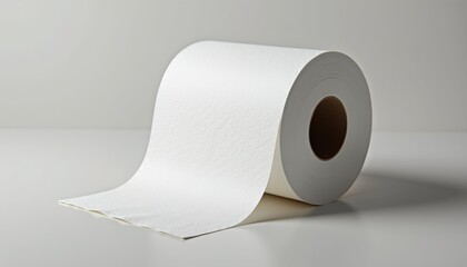 Minimalist paper towel roll mockup, close-up of roll with visible perforation line, high-detail embossed texture, isolated on neutral background with soft lighting