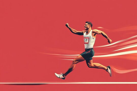 A remarkable athlete crossing the finish line, celebrating a triumphant moment