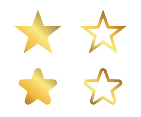 Golden stars isolated on white background. Rating stars icon. Vector illustration.