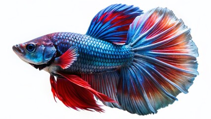 Fototapeta premium Stunning Halfmoon Betta Fish Isolated on White Background - Night Photography