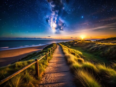 Suffolk Coast Night Photography: Shadows on Walberswick Beach Path
