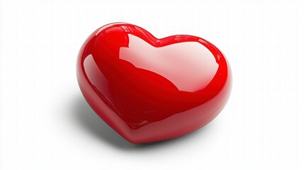 Fototapeta premium Glossy Red Heart 3D Render Love Symbol Valentine s Day Romantic Shiny Graphic Elemen