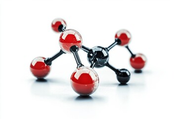 Red-black molecule model on white background