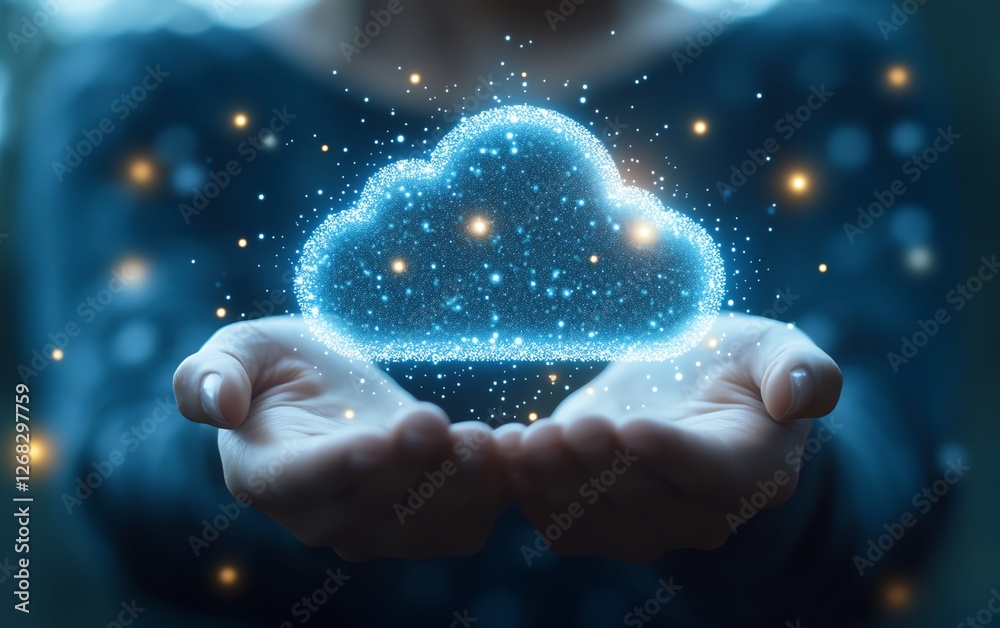 Poster business digital transformation process with realtime data transfer, cloud computing, automated syst