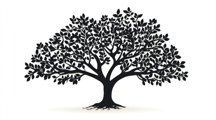 Lush tree silhouette, isolated, nature, growth, design element