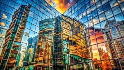 Surreal Glass Office Building: Abstract Architectural Photography