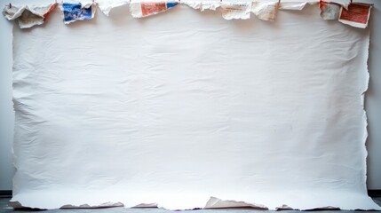 Grunge Canvas Texture Background  White Creased Fabric with Ripped Posters