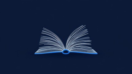 Open book with pages fanned out against a dark blue background showcasing knowledge and education themes