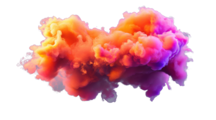 Colorful smoke cloud floating on transparent background