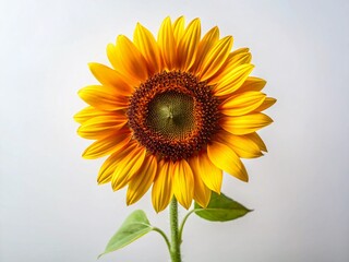 Obraz premium Tall Single Sunflower, Minimalist Bloom, White Background, Tilt-Shift Photography