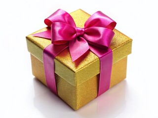 Fototapeta premium Tall Gift Box, Macro Photography, Isolated on White Background, Luxury Packaging, Elegant Present